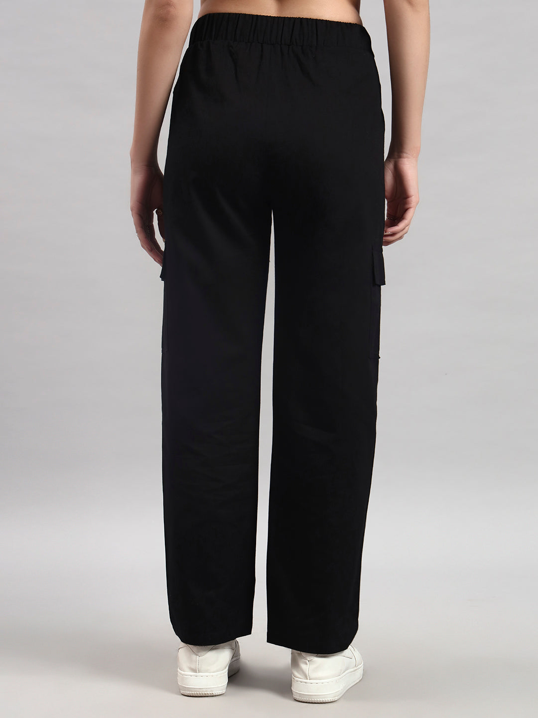 Black Cargo Straight-Leg Trousers
