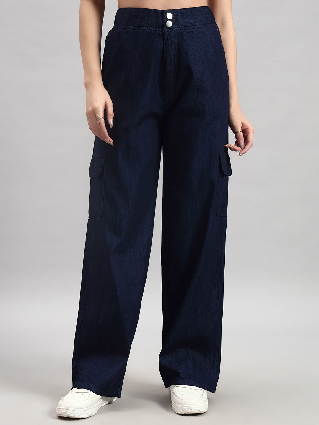 Dark Indigo Cargo Straight-Leg Trousers