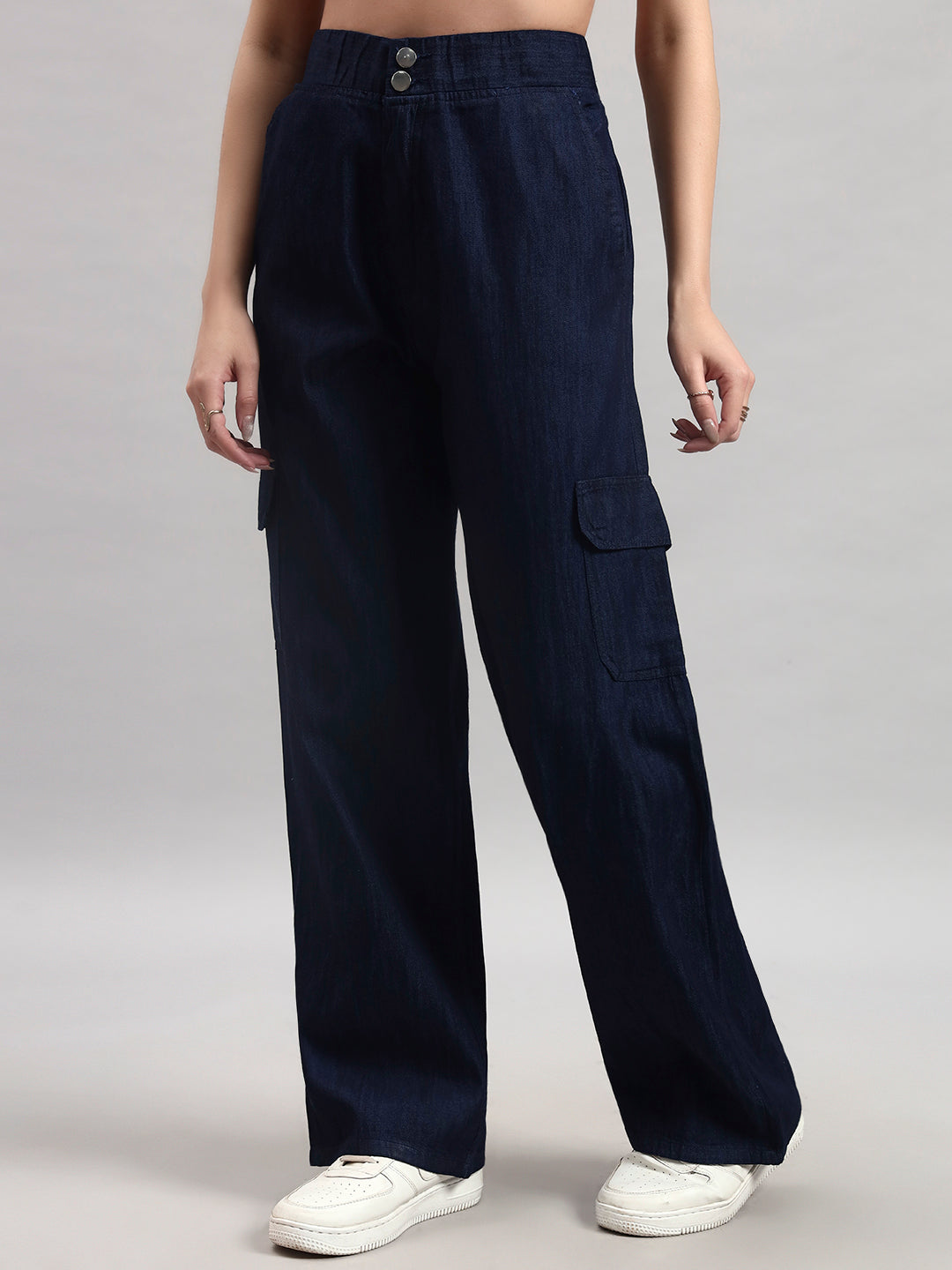 Dark Indigo Cargo Straight-Leg Trousers