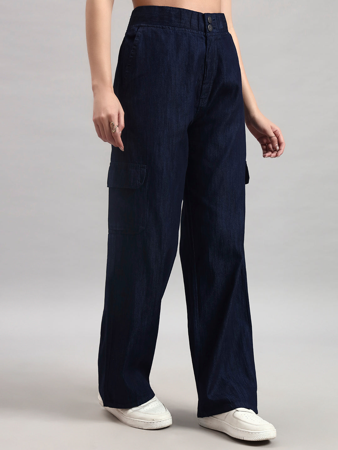 Dark Indigo Cargo Straight-Leg Trousers