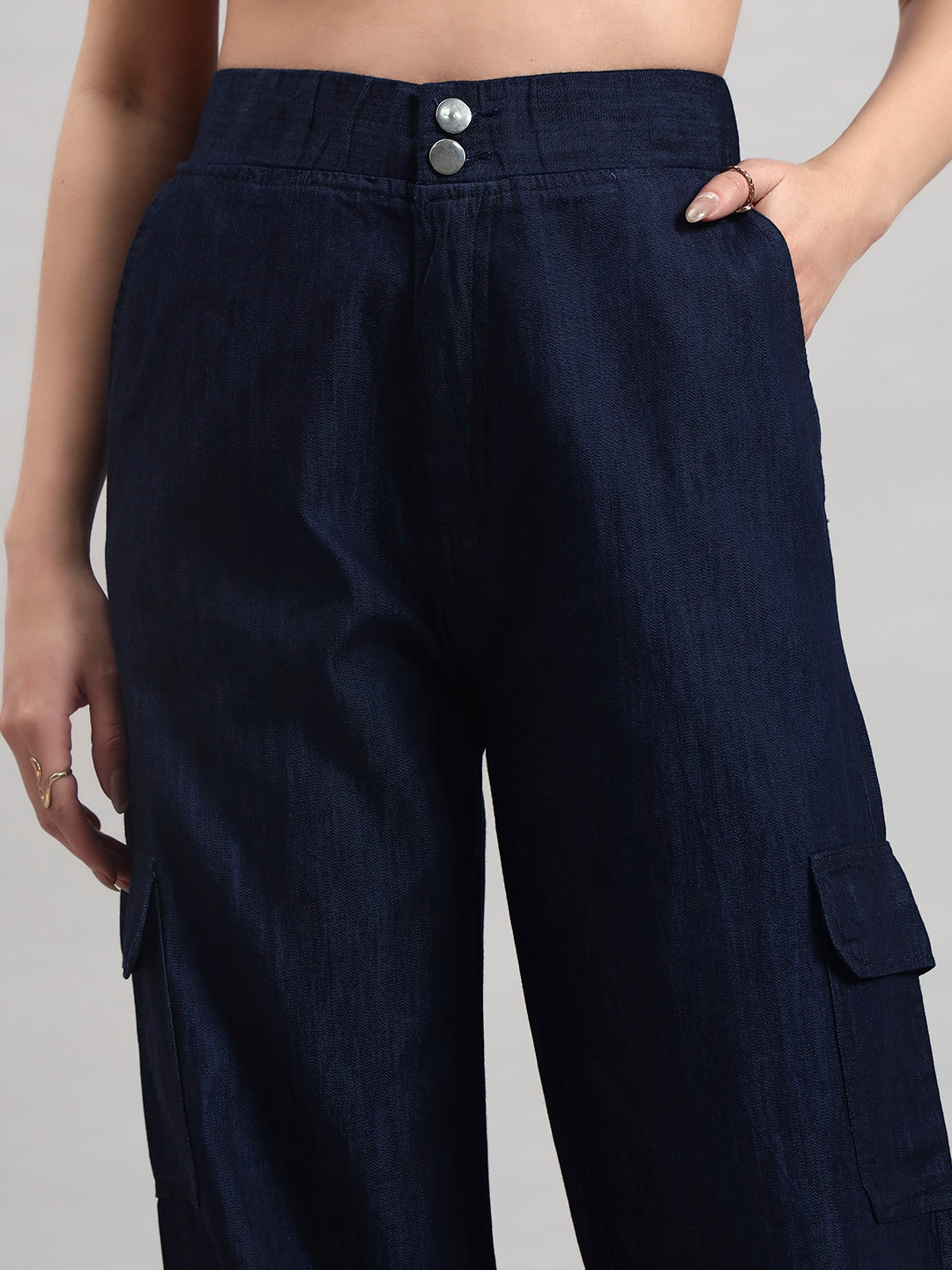 Dark Indigo Cargo Straight-Leg Trousers