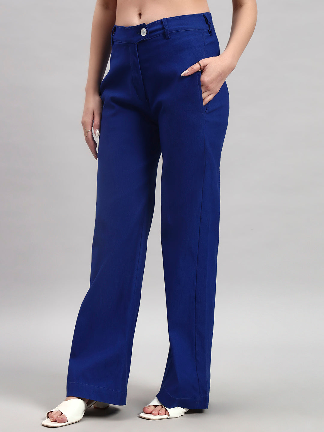 Cobalt Blue Wide-Leg Trousers