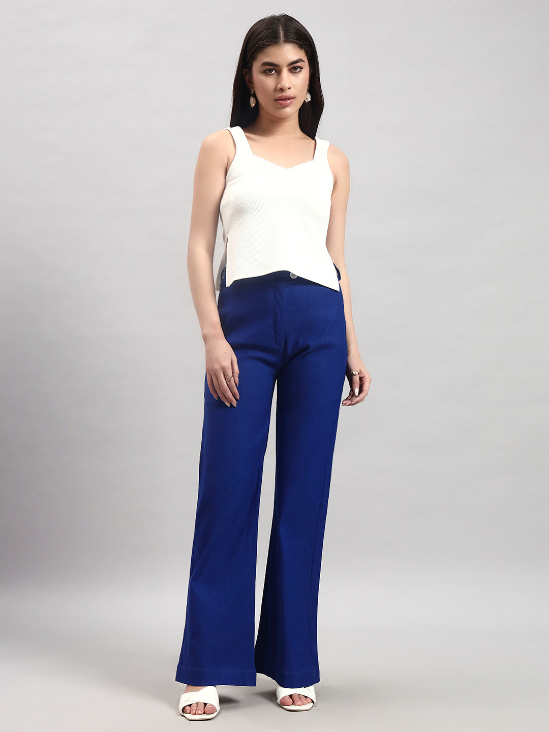 Cobalt Blue Wide-Leg Trousers
