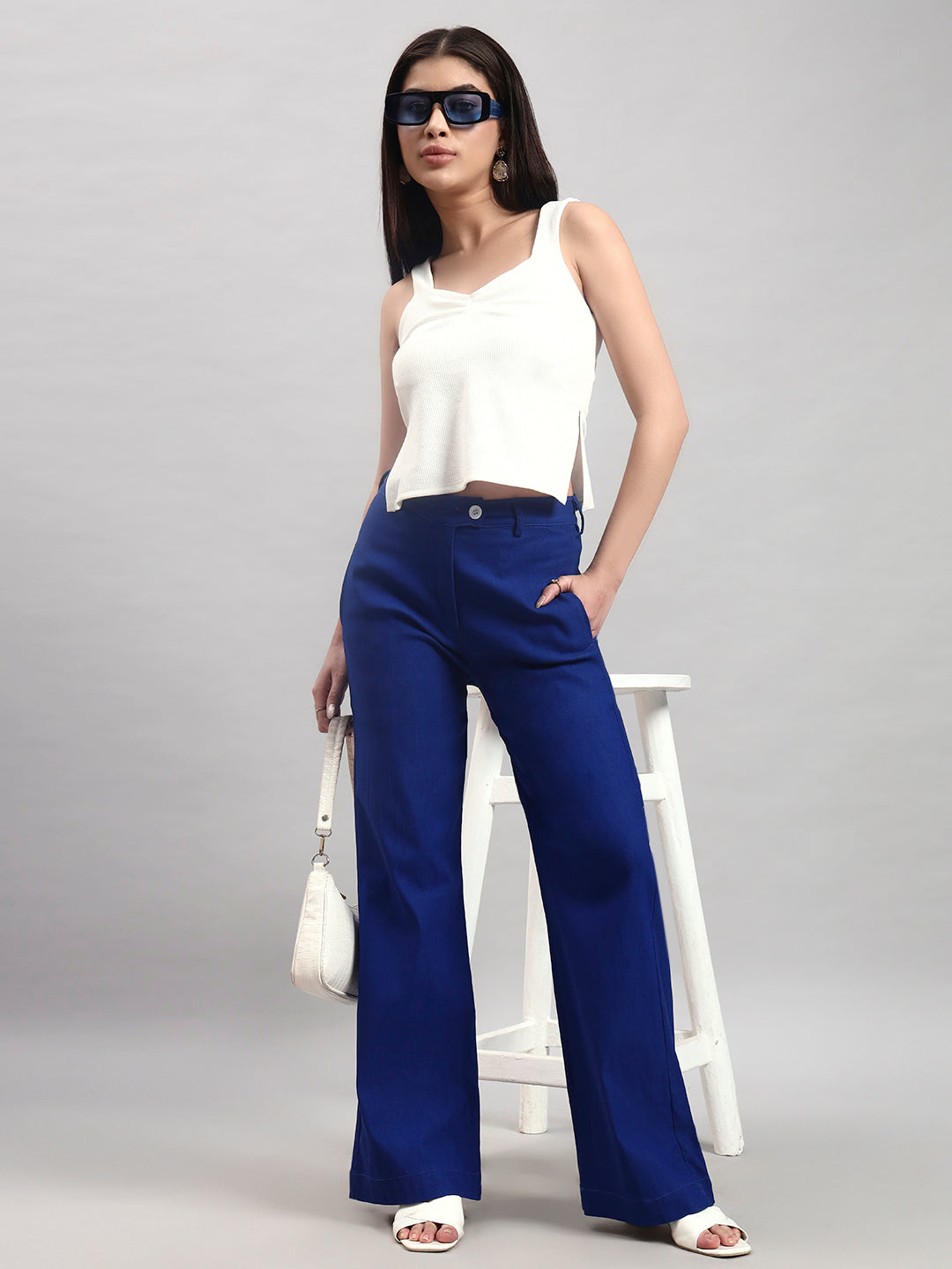 Cobalt Blue Wide-Leg Trousers