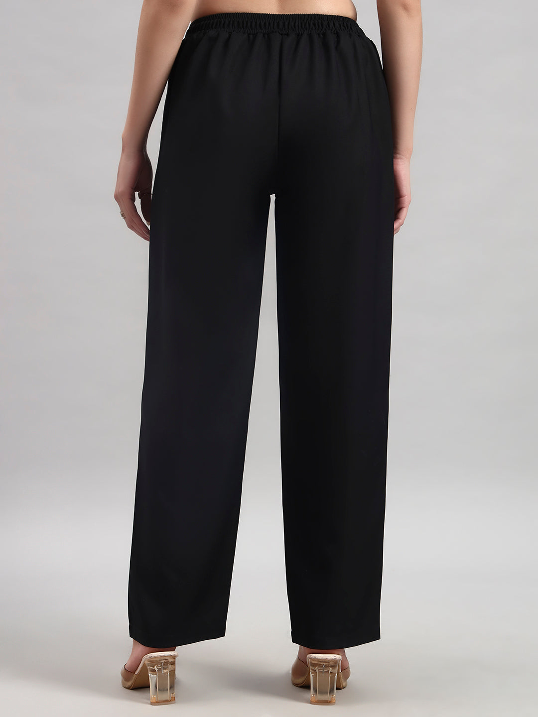 Black Tailored Straight-Leg Trousers