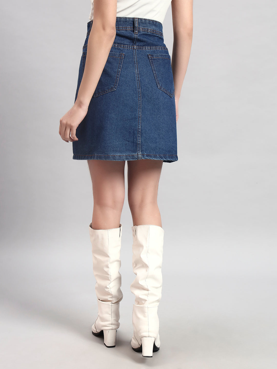 Blue A-Line Mini Denim Skirt