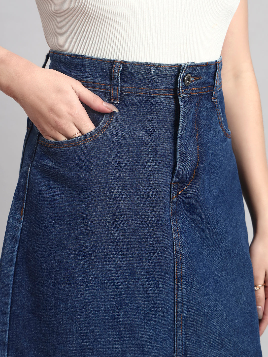 Blue A-Line Mini Denim Skirt