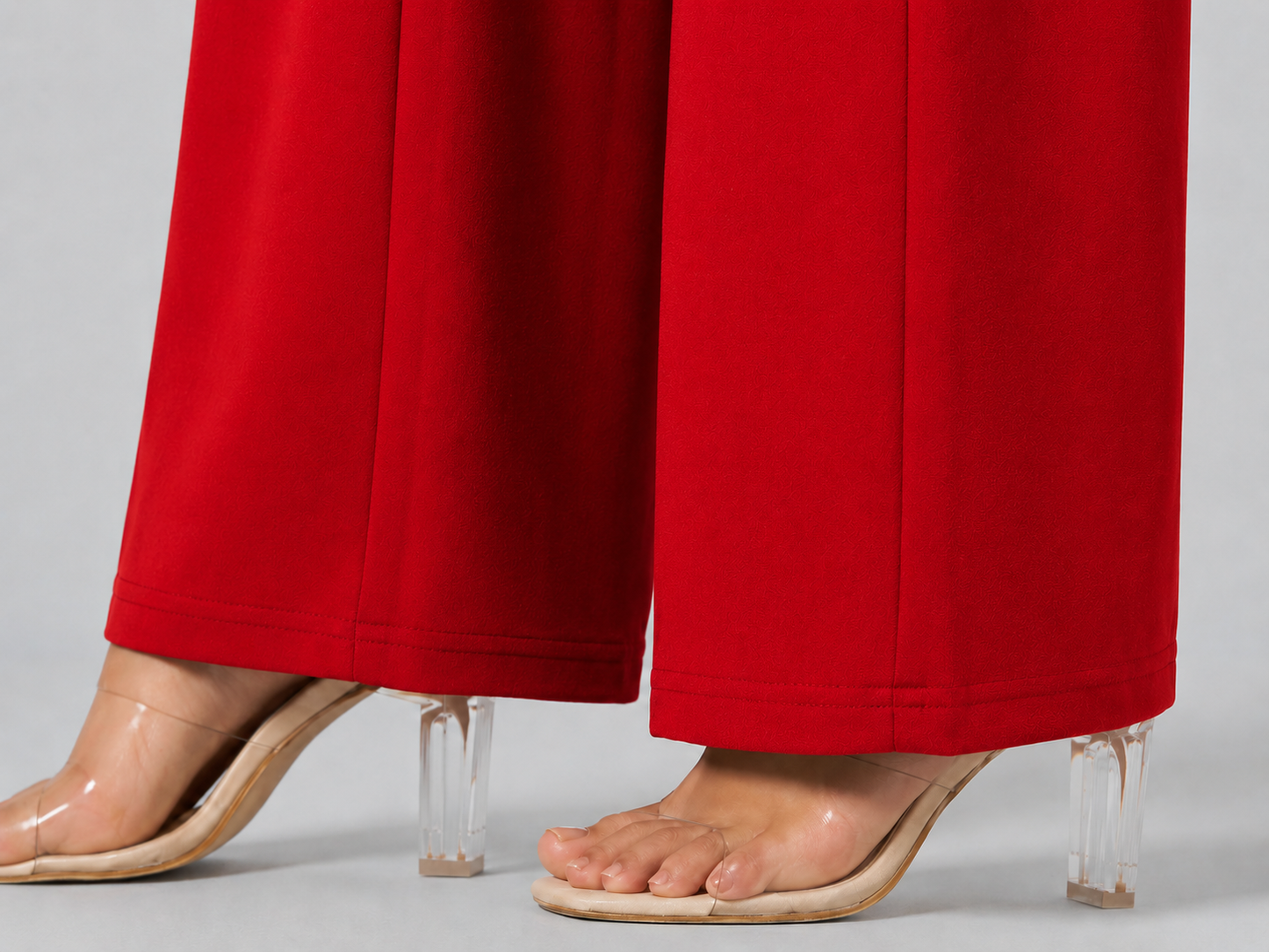 Women's Red High-Rise Wide Leg Trousers
