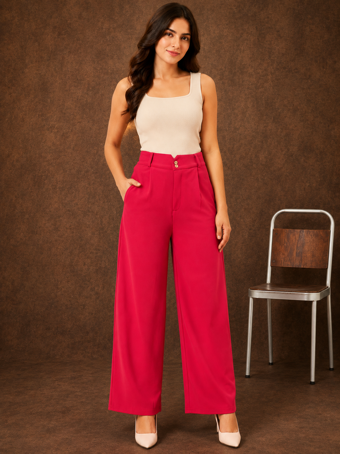 Women's High Rise Wide Leg Trousers